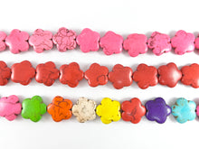 Load image into Gallery viewer, 20mm Flower Shape Howlite Puffy Flat Beads | Available in 7 Colors Around 15&quot;
