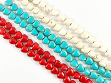 Load image into Gallery viewer, 8mm Valentine&#39;s Day Heart Shape Howlite Beads Available in Red, Turquoise and White Color Around 15&quot;
