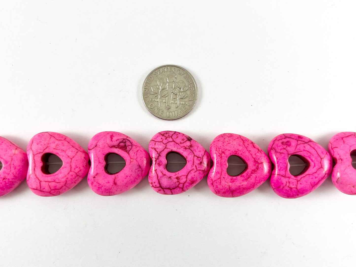 20mm Valentine's Day Hollow Heart Howlite Beads Available in Black, White, Red, Pink, Dark Blue, Turquoise and Multicolor Around 15"