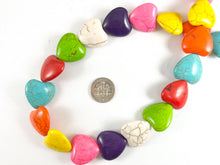 Load image into Gallery viewer, 20mm Valentine&#39;s Day Heart Shape Howlite Beads Available in Black, White, Dark Blue, Turquoise and Multicolor Around 15&quot;
