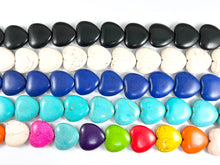 Load image into Gallery viewer, 30mm Valentine&#39;s Day Heart Shape Howlite Beads Available in Black, White, Dark Blue, Turquoise and Multicolor Around 15&quot;
