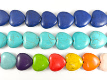 Load image into Gallery viewer, 30mm Valentine&#39;s Day Heart Shape Howlite Beads Available in Black, White, Dark Blue, Turquoise and Multicolor Around 15&quot;
