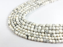 Load image into Gallery viewer, Natural White Howlite Faceted Cube Beads Natural White and Black Color Stone 5mm 6mm
