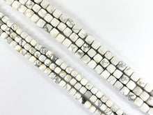 Load image into Gallery viewer, Natural White Howlite Faceted Cube Beads Natural White and Black Color Stone 5mm 6mm
