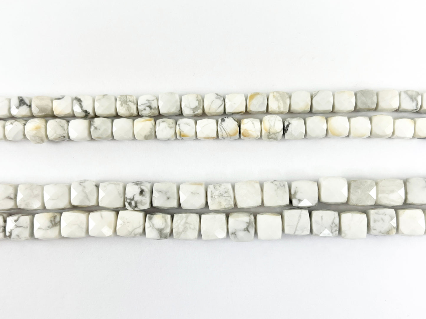 Natural White Howlite Faceted Cube Beads Natural White and Black Color Stone 5mm 6mm