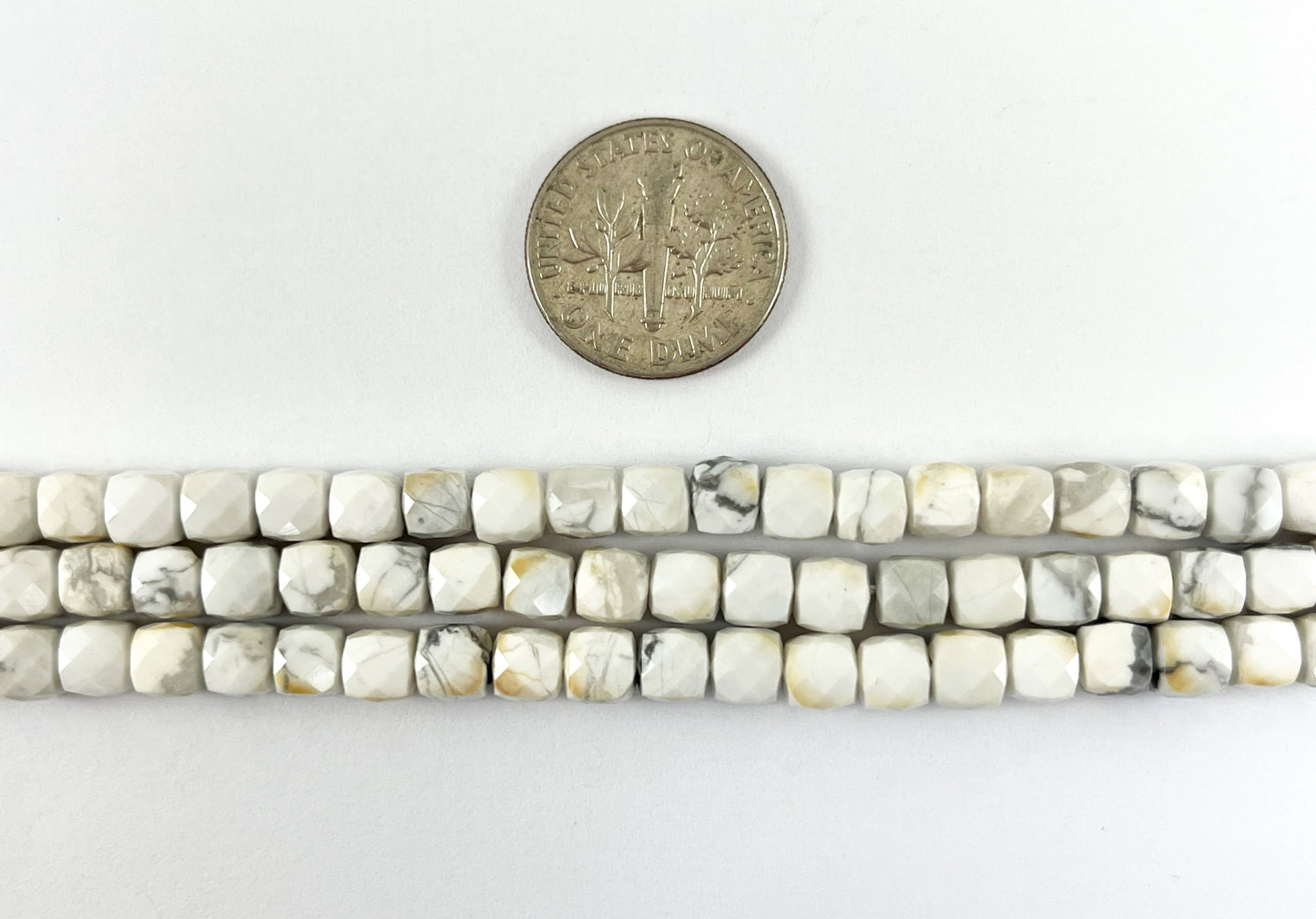 Natural White Howlite Faceted Cube Beads Natural White and Black Color Stone 5mm 6mm