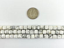 Load image into Gallery viewer, Natural White Howlite Faceted Cube Beads Natural White and Black Color Stone 5mm 6mm
