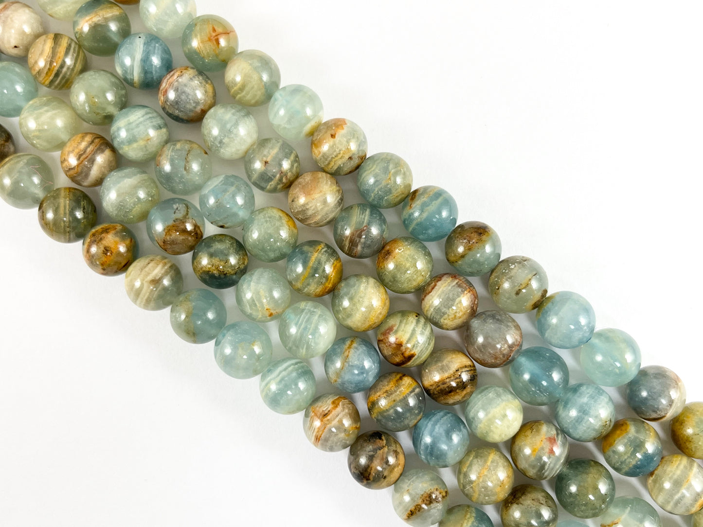 Cuentas de calcita azul de alta calidad, cuentas redondas de piedra Natural lisa pulida brillante, 6mm, 8mm, 10mm, 12mm alrededor de 14-15"