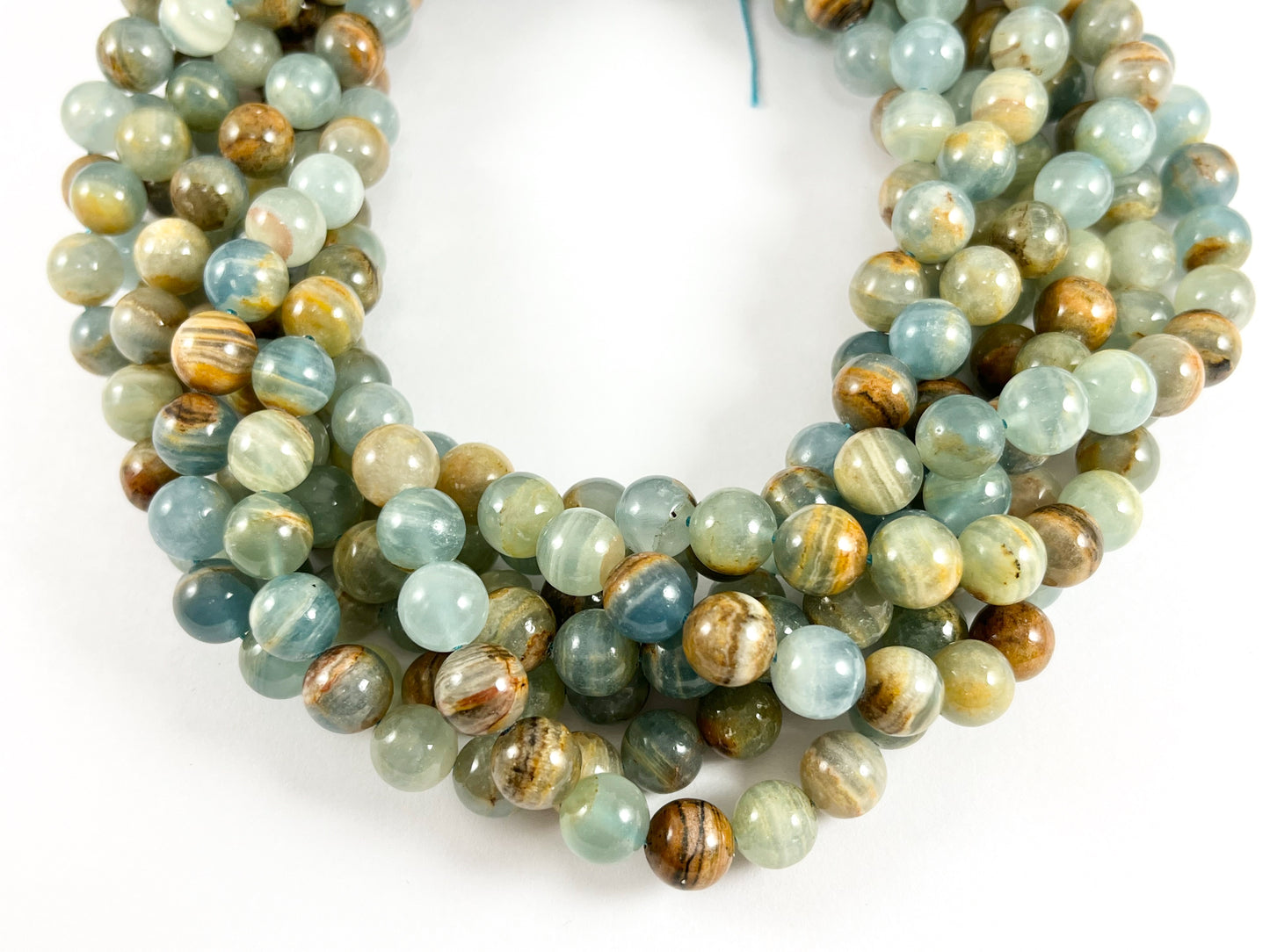 Cuentas de calcita azul de alta calidad, cuentas redondas de piedra Natural lisa pulida brillante, 6mm, 8mm, 10mm, 12mm alrededor de 14-15"