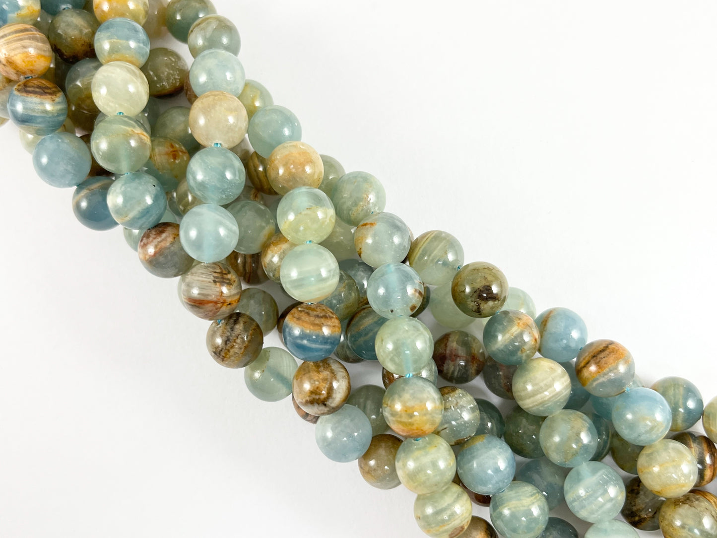 Cuentas de calcita azul de alta calidad, cuentas redondas de piedra Natural lisa pulida brillante, 6mm, 8mm, 10mm, 12mm alrededor de 14-15"