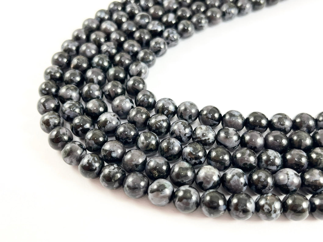 High Quality Indigo Gabbro/ Mystic Merlinite Round Smooth Black Shiny Natural Stone Beads 4mm 6mm 8mm 10mm 12mm