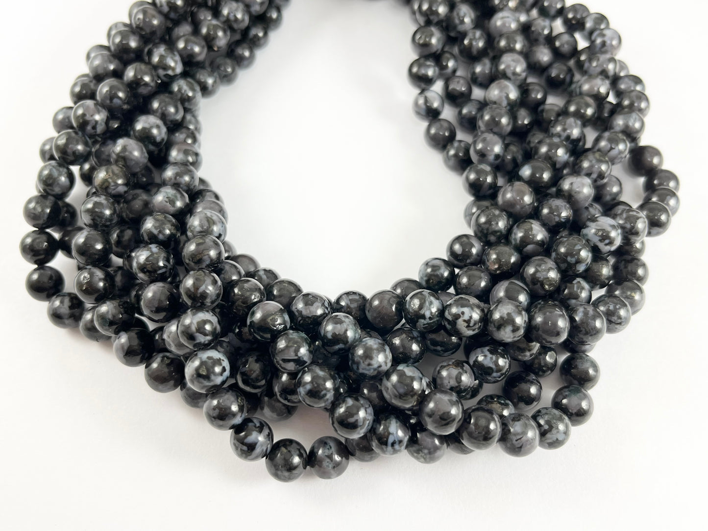 Alta calidad Indigo Gabbro/Merlinita mística redonda lisa negro brillante cuentas de piedra natural 4mm 6mm 8mm 10mm 12mm