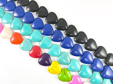 Load image into Gallery viewer, 25mm Valentine&#39;s Day Heart Shape Howlite Beads Available in Black, Dark Blue, Turquoise and Multicolor Around 15&quot;
