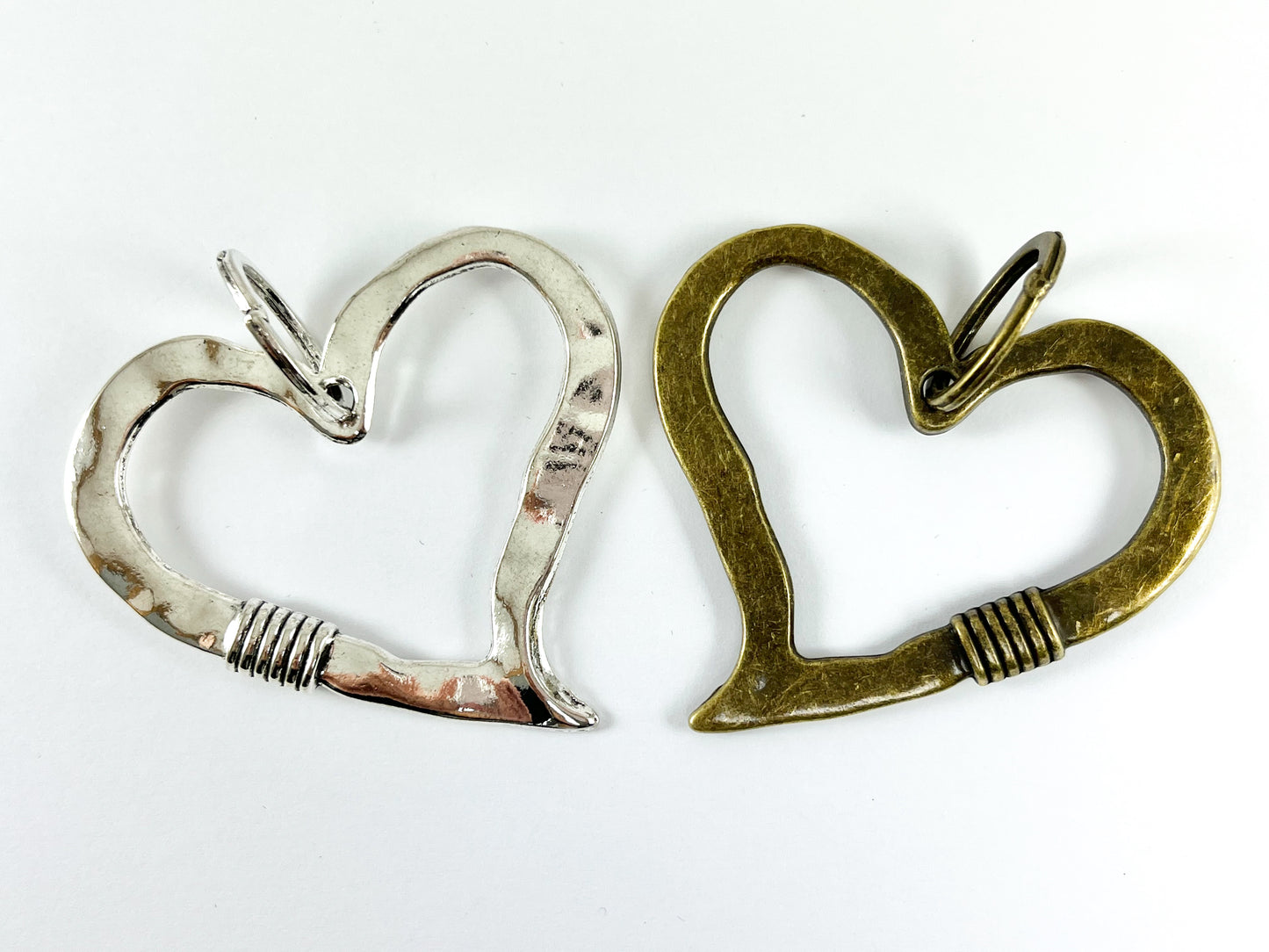 Pewter Heart Pendants Valentine's Day Large Heart Charms in Gold, Rosy Gold, Silver and Bronze Color