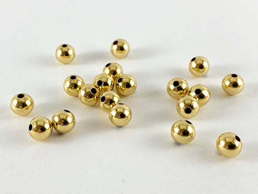 Real Gold 18K Plated Round Ball Spacer Beads Over Brass 25g