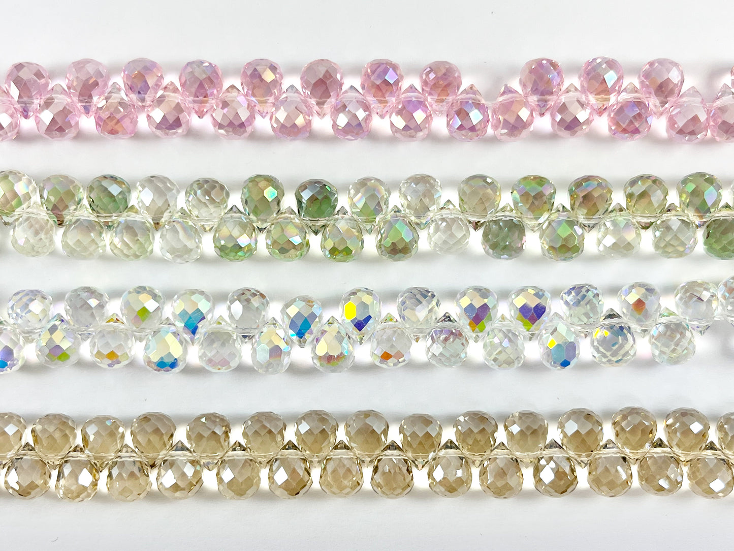 8x10mm High Quality Crystal Briolette Faceted Shiny Puffy Teardrop Top Drilled Crystal Beads Strand