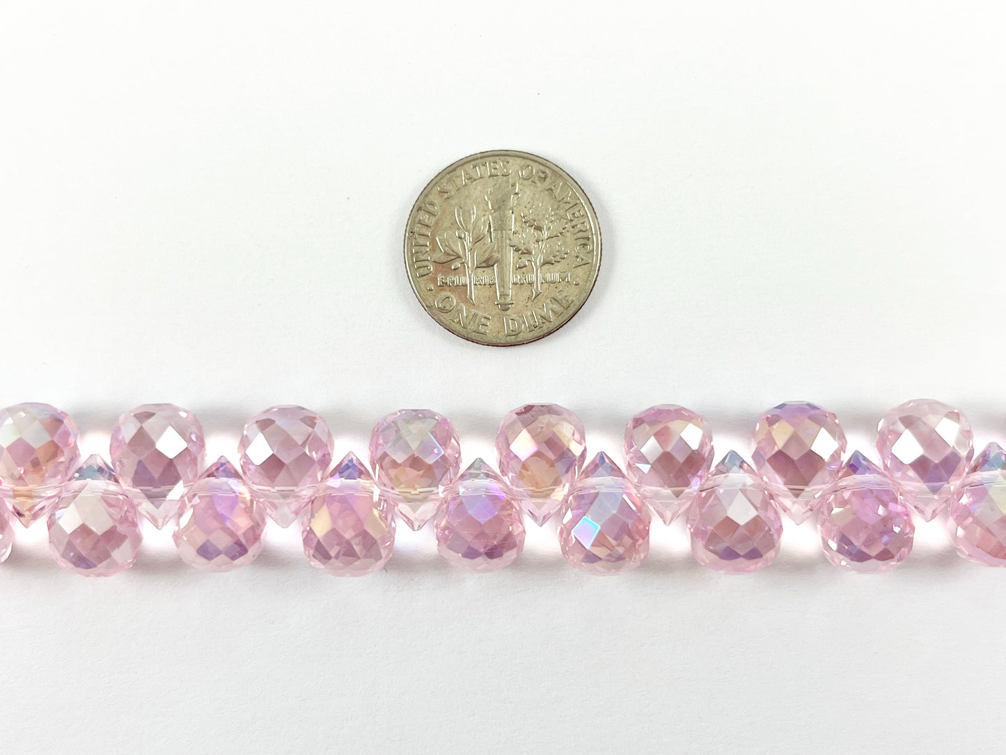 8x10mm High Quality Crystal Briolette Faceted Shiny Puffy Teardrop Top Drilled Crystal Beads Strand