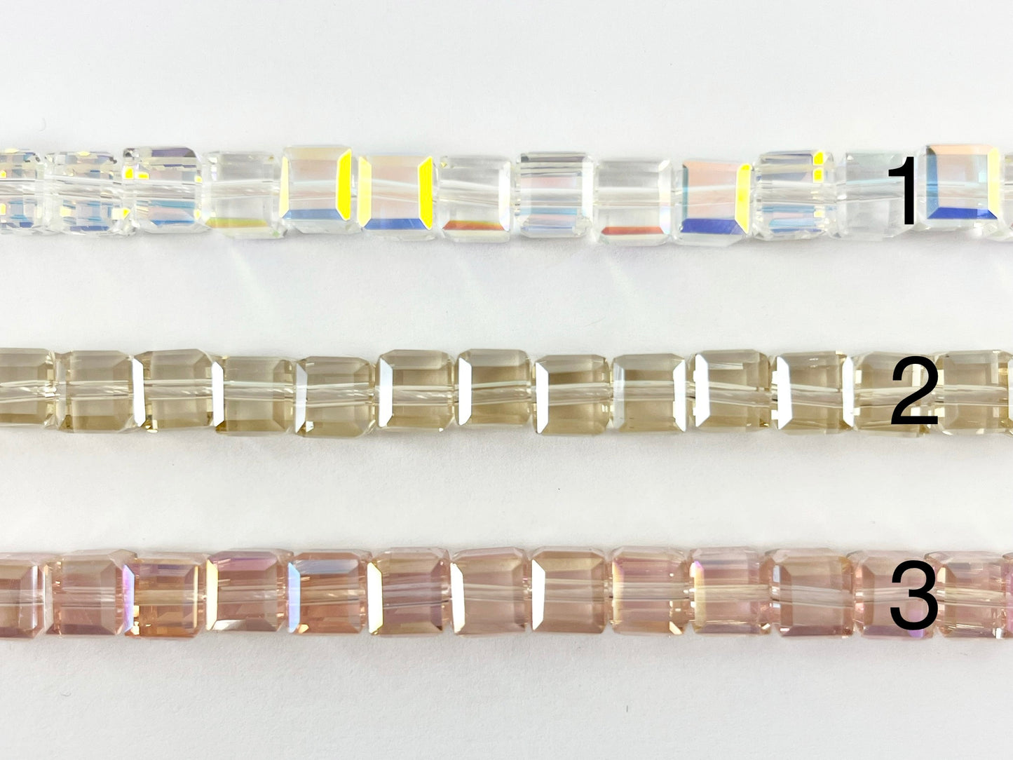 7mm High Quality Crystal Cube Faceted Shiny Crystal Beads Strand Available in 6 Colors