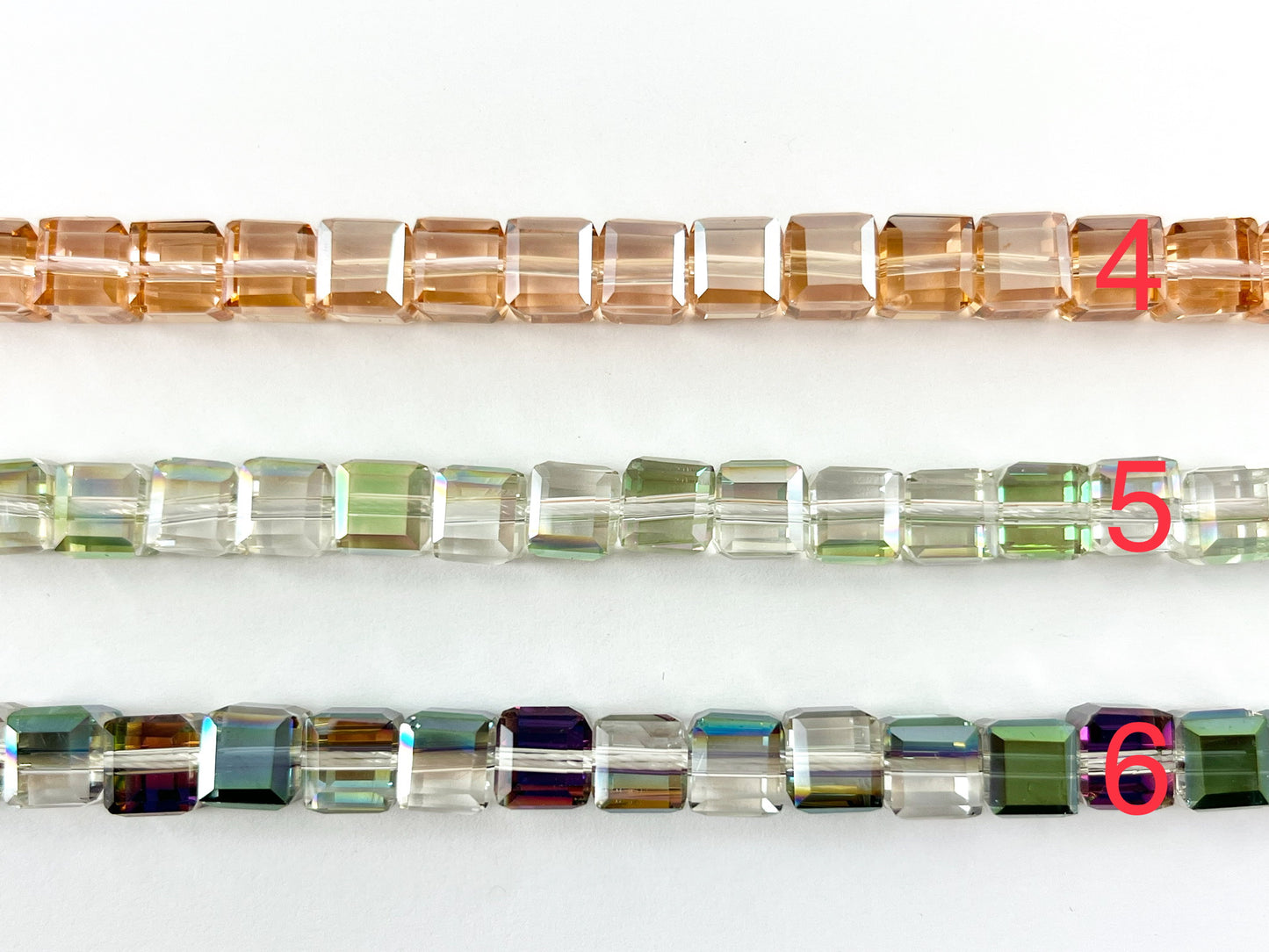 7mm High Quality Crystal Cube Faceted Shiny Crystal Beads Strand Available in 6 Colors