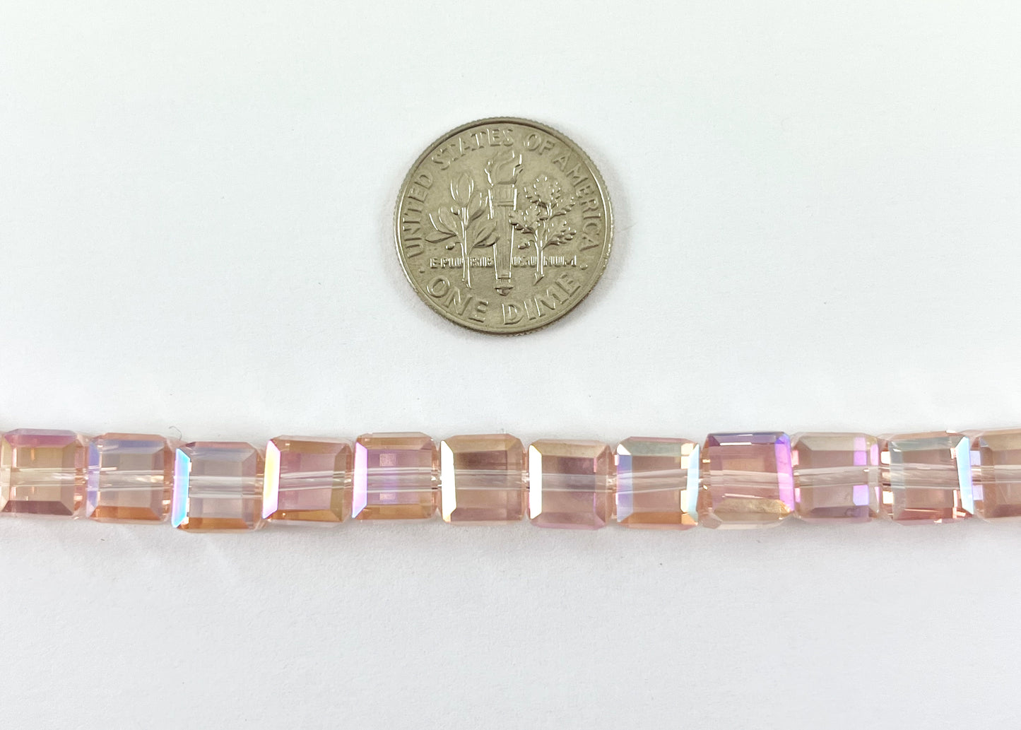 7mm High Quality Crystal Cube Faceted Shiny Crystal Beads Strand Available in 6 Colors