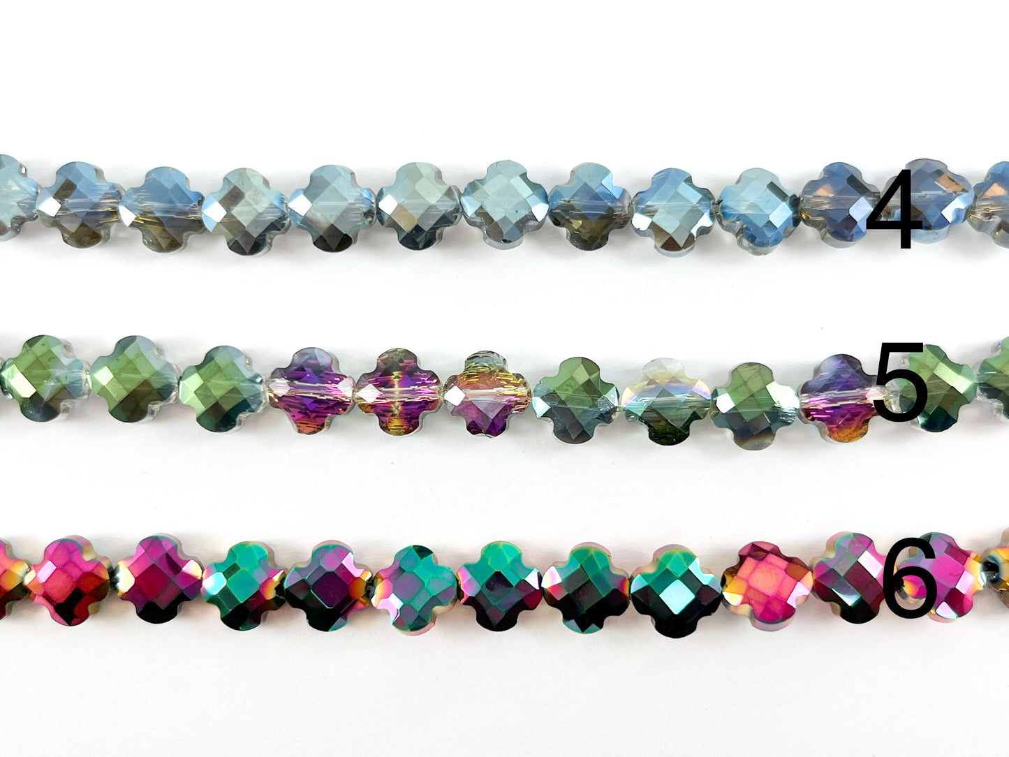 8mm High Quality Crystal Mini Clover Faceted Shiny Four Leaf Beads Quatrefoil Crystal Beads Strand Available in 6 Colors