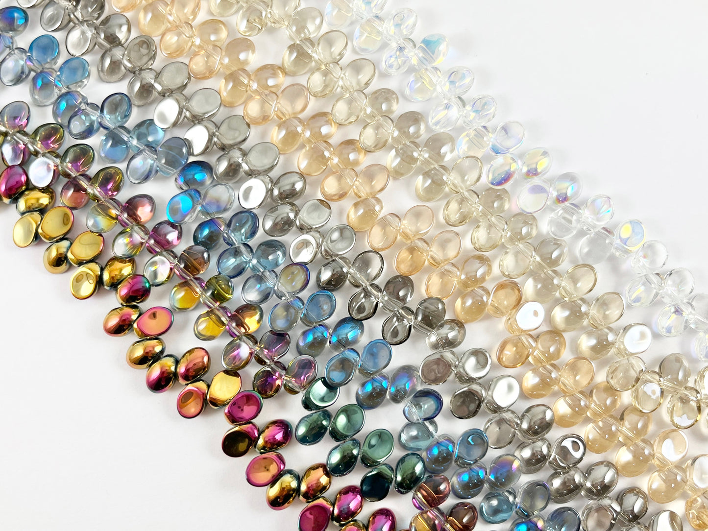 6x8mm High Quality Crystal Flower Petals Faceted Shiny Top Drilled Tiny Nugget Crystal Beads Strand