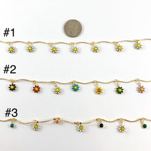 Load image into Gallery viewer, 18K Gold Plated Enamel Plated Copper Daisy Flower Dangle Chain- 1 spool
