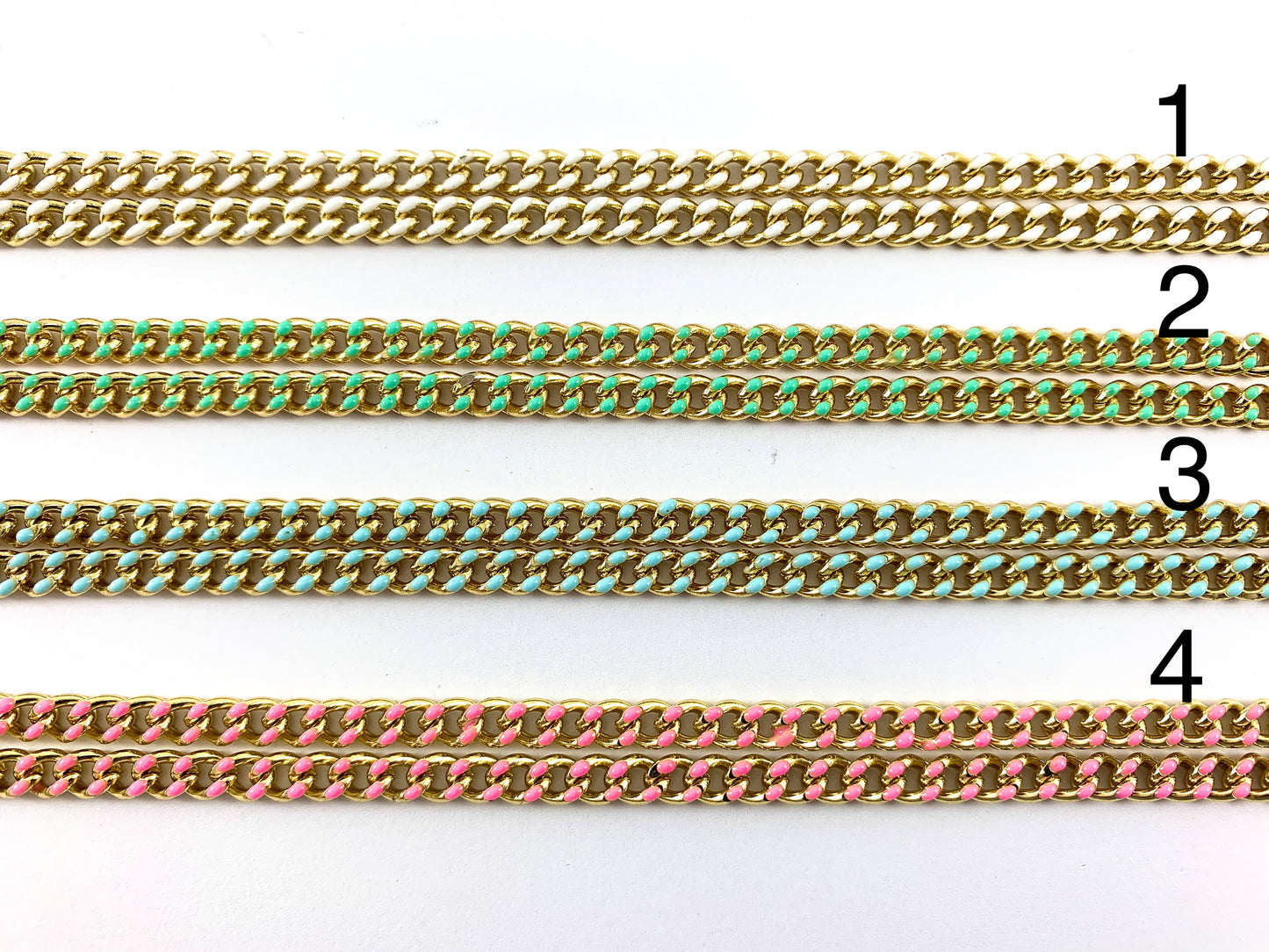 Cadena Cubana de Cobre Chapada en Oro de 18K y Esmaltada