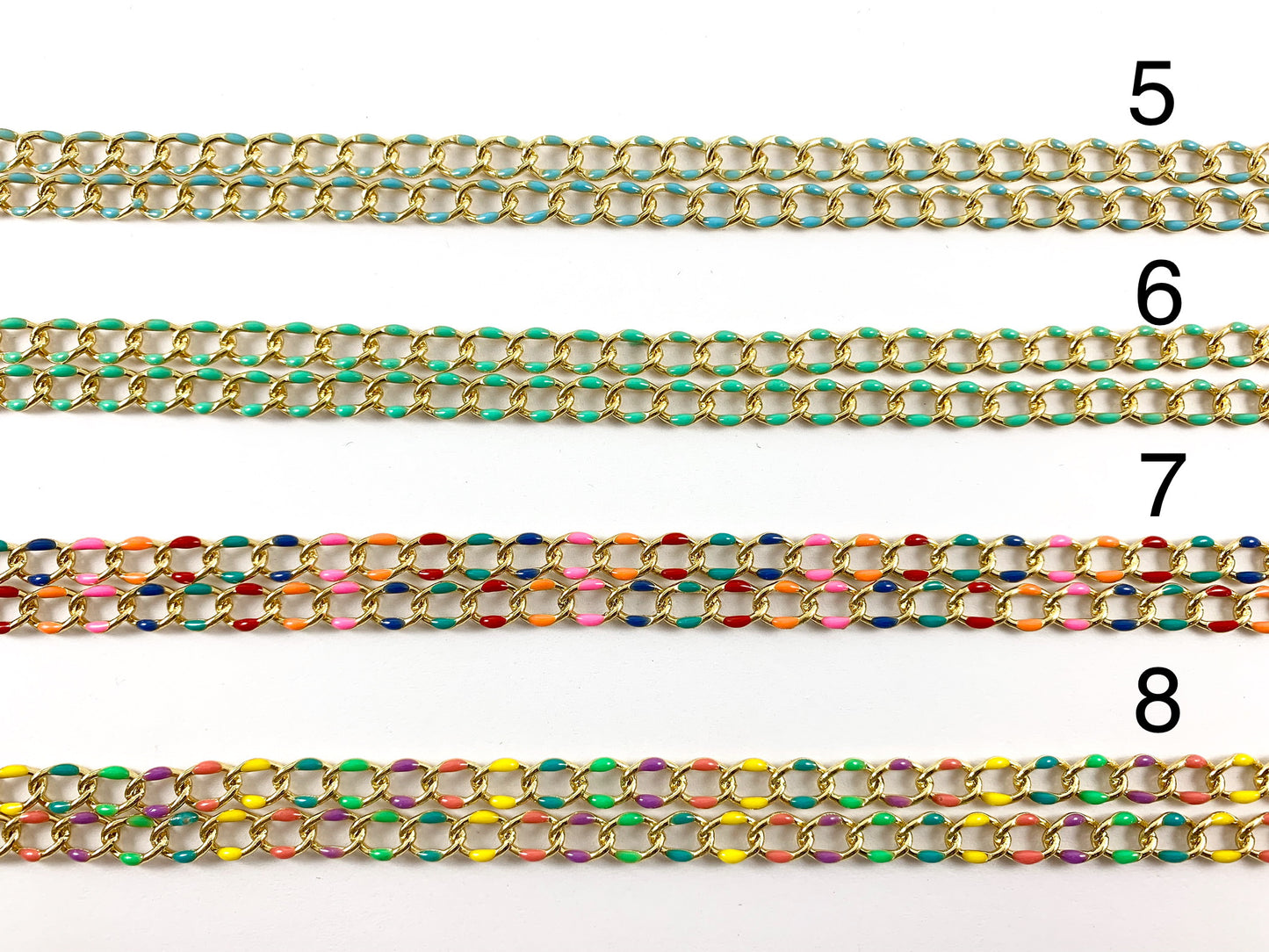 Cadena Cubana de Cobre Chapada en Oro de 18K y Esmaltada