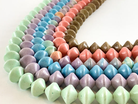 Soft Color Agate Bicone Smooth Shiny Beads Around 16"- 1 strand