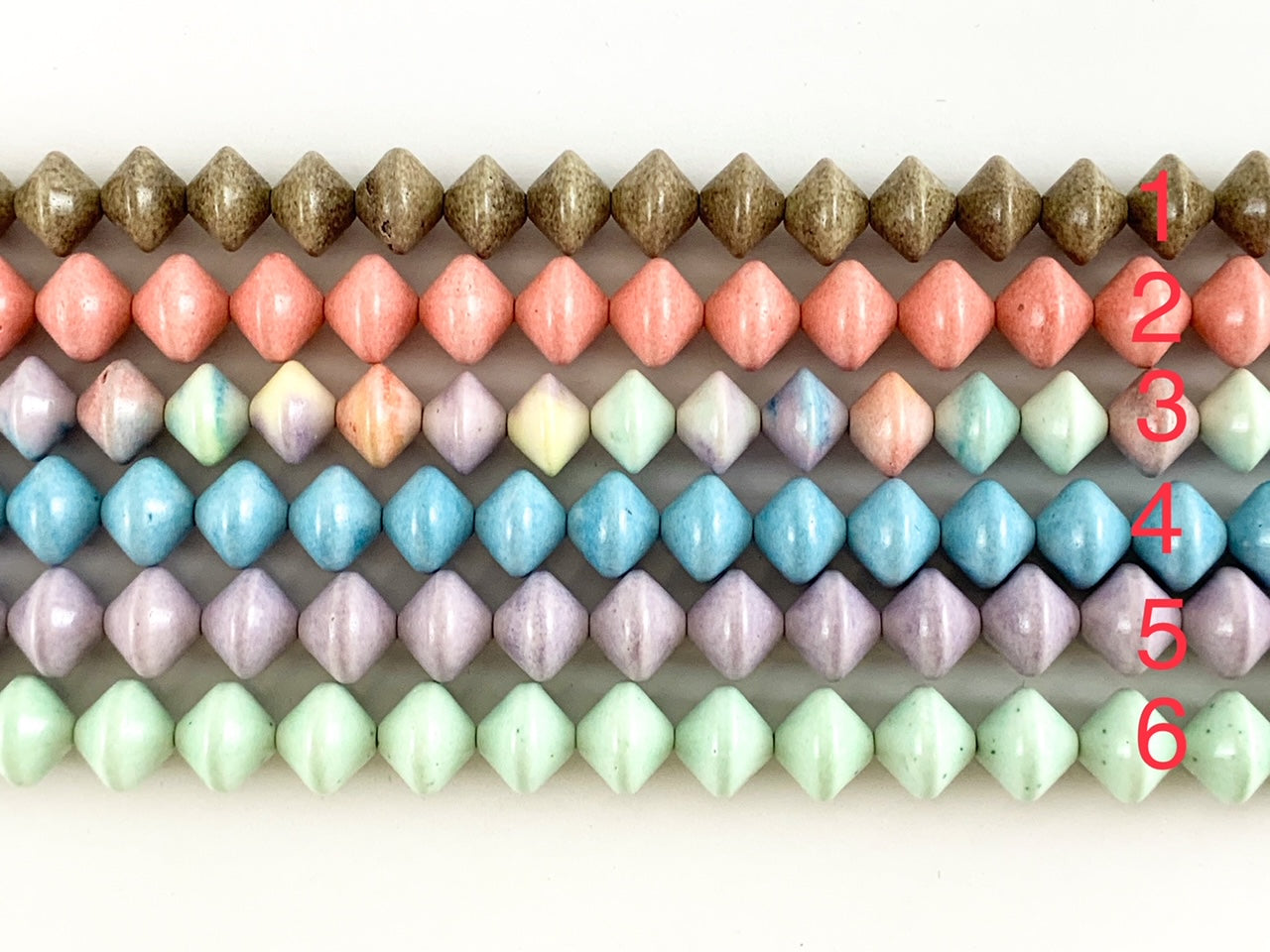 Soft Color Agate Bicone Smooth Shiny Beads Around 16"- 1 strand