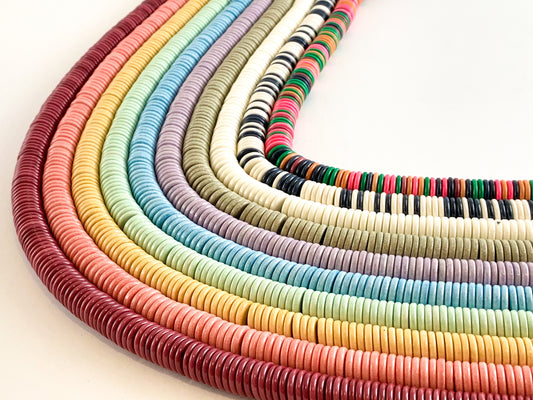 Soft Color Agate Heishi Smooth Shiny Beads Around 16"