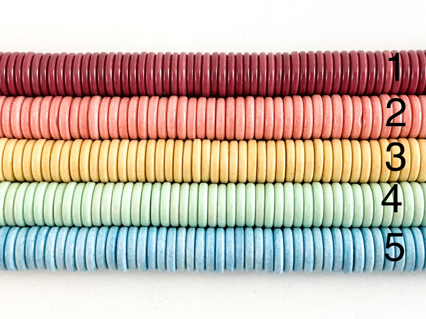 Ágata de color suave Heishi Cuentas lisas y brillantes alrededor de 16"