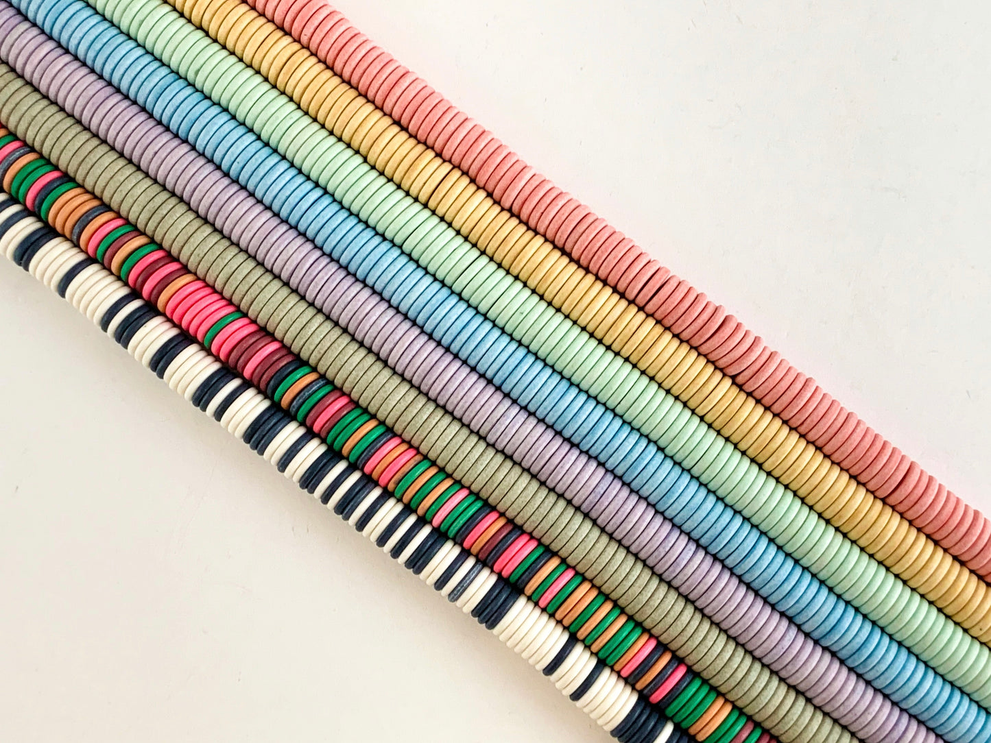 Matte Soft Color Agate Heishi Smooth Beads Around 16"