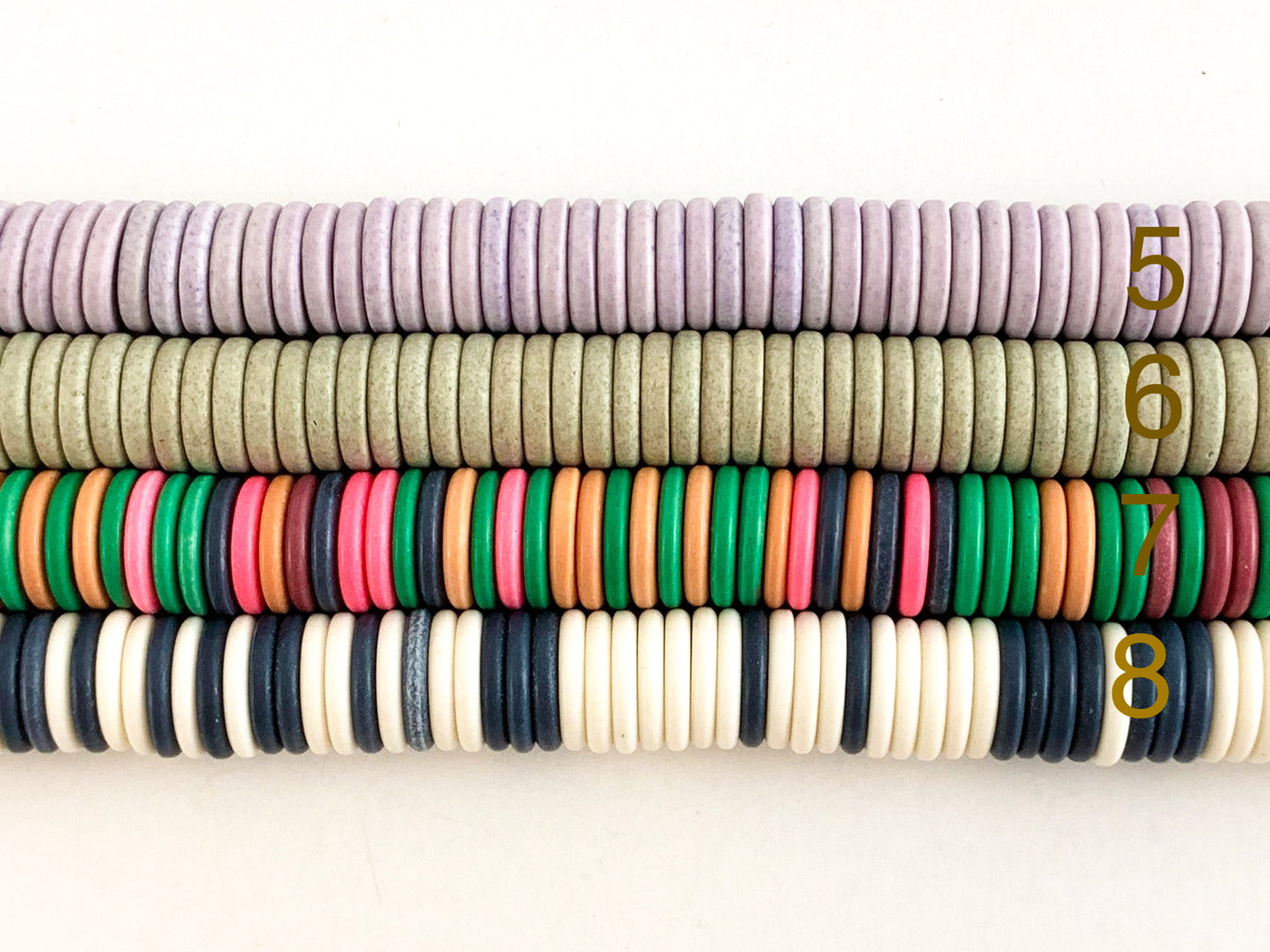 Matte Soft Color Agate Heishi Smooth Beads Around 16"