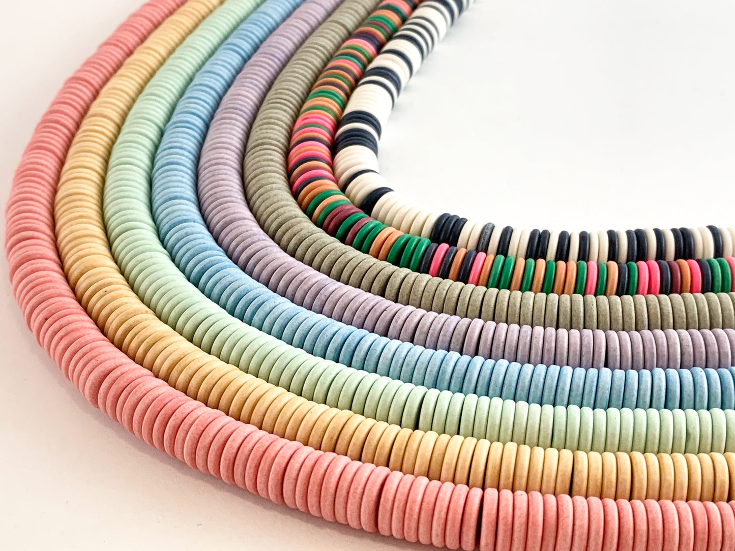 Matte Soft Color Agate Heishi Smooth Beads Around 16"