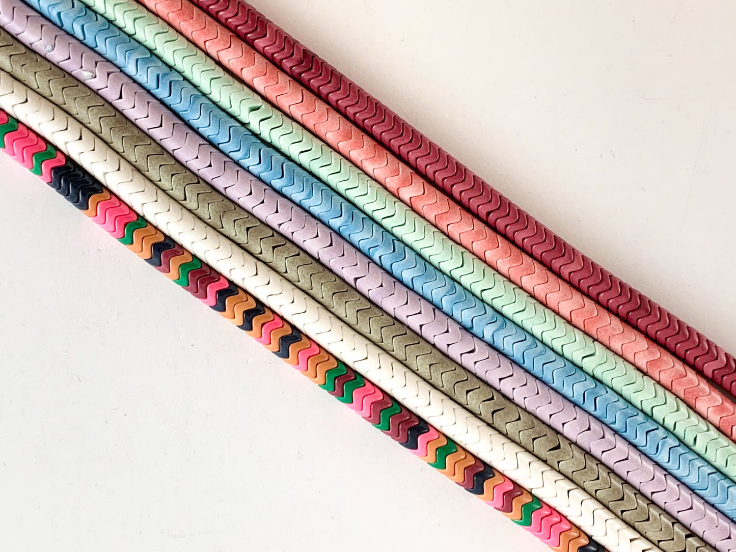 Soft Color Agate Chevron Smooth Shiny Beads Around 16"