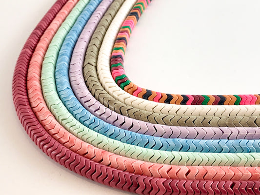 Soft Color Agate Chevron Smooth Shiny Beads Around 16"