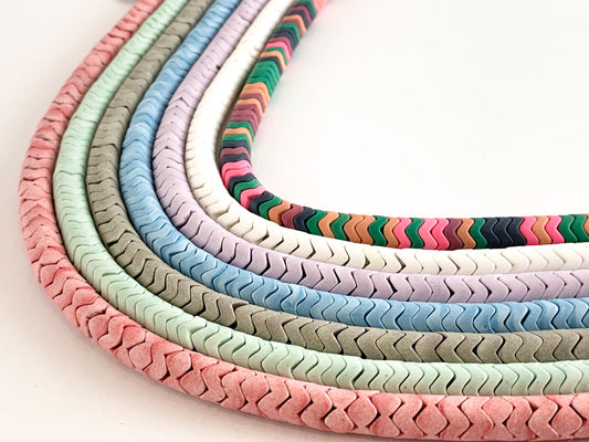 Matte Soft Color Agate Chevron Smooth Beads Around 16"