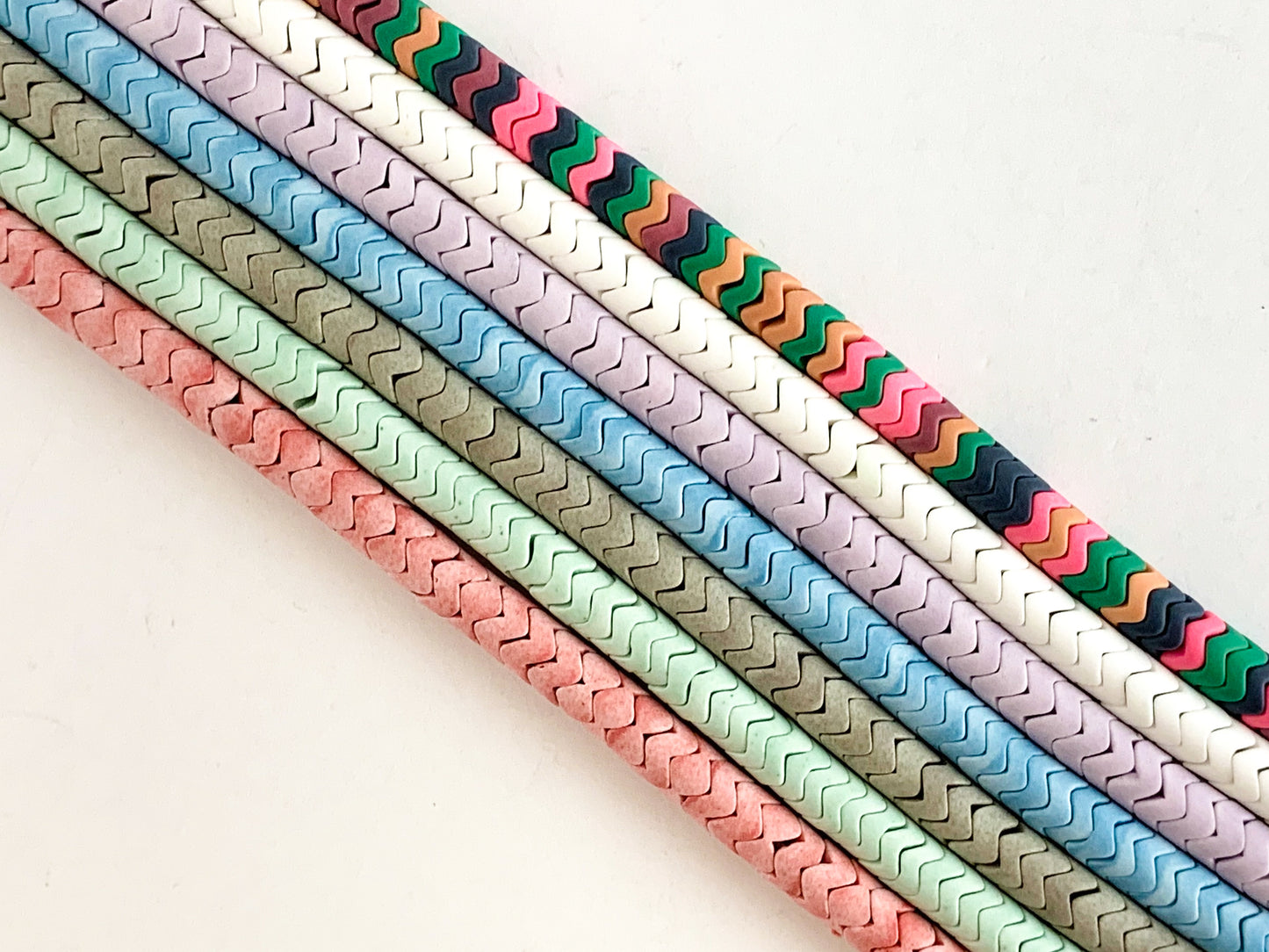 Matte Soft Color Agate Chevron Smooth Beads Around 16"