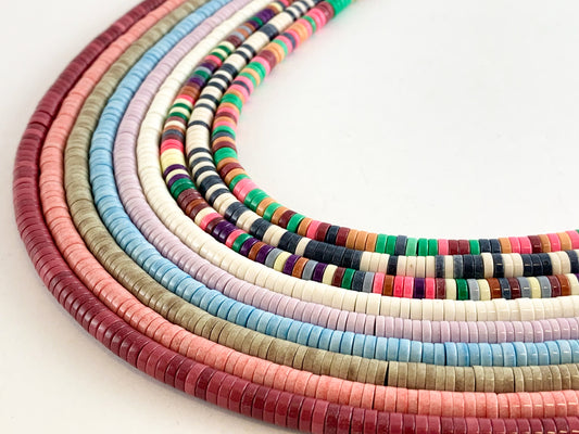 4-5mm Soft Color Agate Heishi Smooth Shiny Beads Around 16"