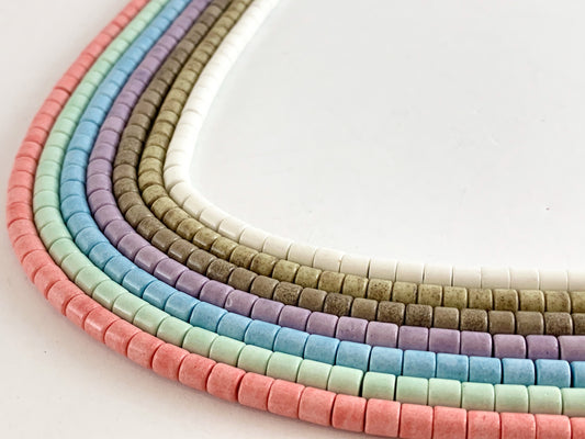 4mm Soft Color Agate Tube Smooth Shiny Beads Around 16"