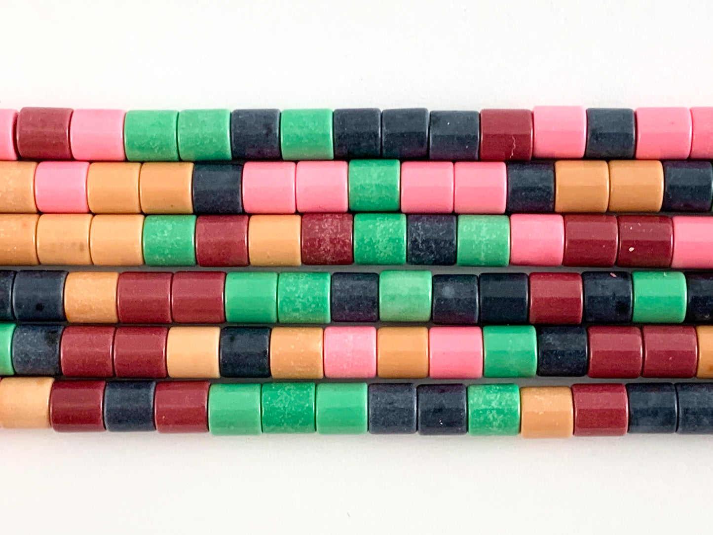 Tubo de ágata multicolor de 4 a 5 mm, cuentas lisas y brillantes, alrededor de 16 "