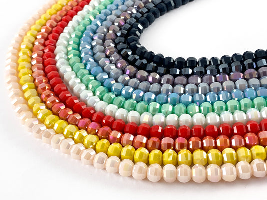 Faceted 36 Cut Shiny 8mm Dyed Jade Glass Pumpkin Shape Rondelle Crystal Strands (around 11")