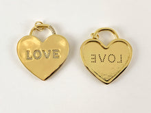 Load image into Gallery viewer, Real Gold 18K/Platinum Plated Micro CZ LOVE Letter Heart Pave Pendant Over Brass 3pc
