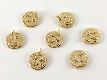 Load image into Gallery viewer, Real Gold 18K Plated Micro CZ Moon Crescent &amp; Star Coin Pave Charm Over Brass 8pc
