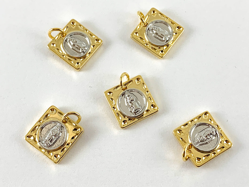 Real Gold 18K Plated Virgin Mary Charm Over Brass 5PCS