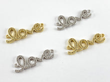 Load image into Gallery viewer, Real Gold 18K Plated Micro CZ LOVE letter Pave connector Over Brass 4PCS
