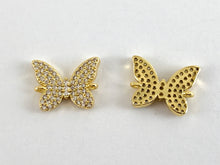 Load image into Gallery viewer, Real Gold 18K Plated Micro CZ Butterfly Pave Connectors Over Brass 5PCS
