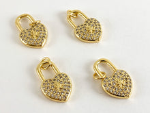 Load image into Gallery viewer, Real Gold 18K Plated Micro CZ Heart Pave Charm Over Copper 6PCS
